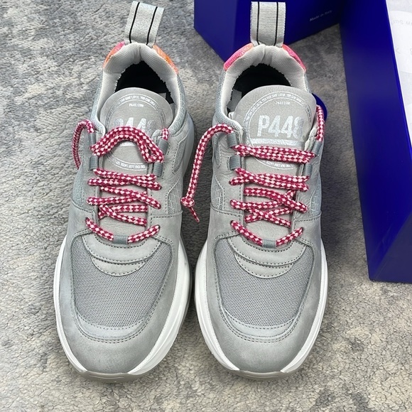 NIB P448 Luke Sneakers Platform Shabby Gray Pink Python Embossed Sz 39 - Picture 9 of 16
